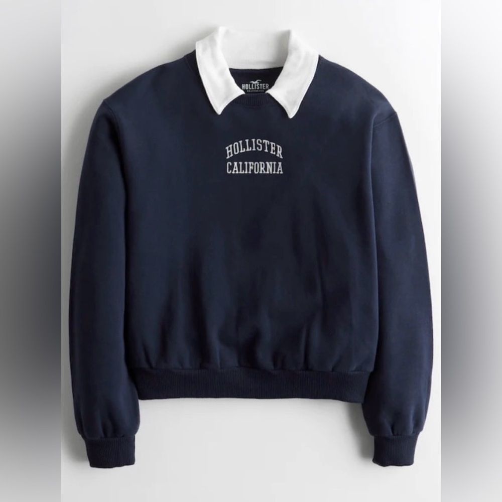 Hollister Navy and White Hoodie